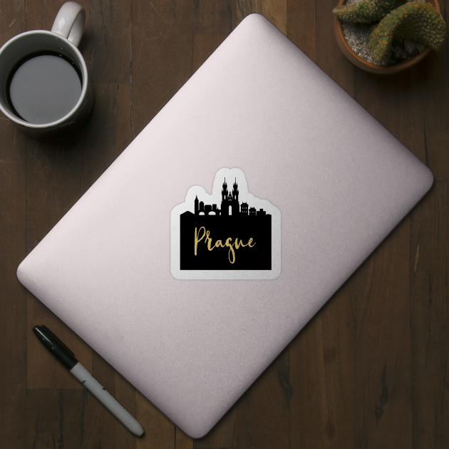 PRAGUE CZECH REPUBLIC DESIGNER SILHOUETTE SKYLINE ART by deificusArt